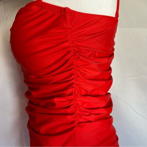 J. Crew Ruched Sweetheart One-Piece Swimsuit w/removable straps Red 12 - Picture 6 of 10